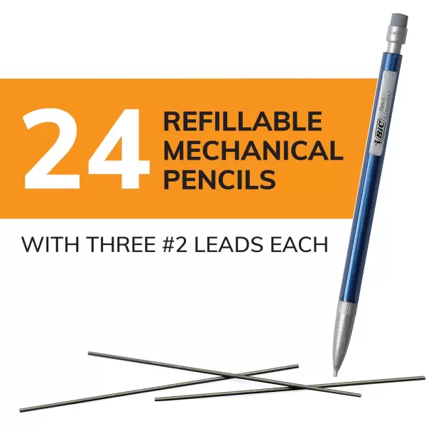 BIC XtraPrecision Mechanical Pencil Metallic Barrel Fine Point 05mm 24Count Doesnt Smudge and Erases Cleanly24 Count Pack of 1