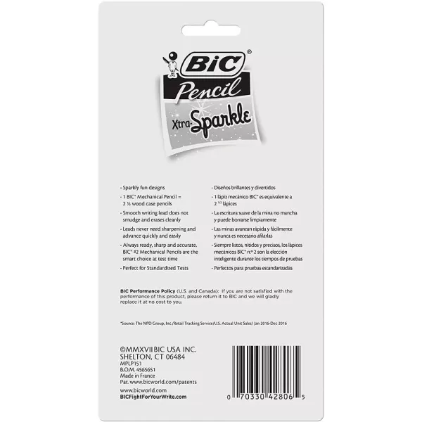 BIC XtraSparkle Number 2 Mechanical Pencils With Erasers MPLP241BLK Medium Point 07mm 24Count Pack Cute Mechanical Pencils For Girls Boys and Adults Barrel Colors May Vary07mm