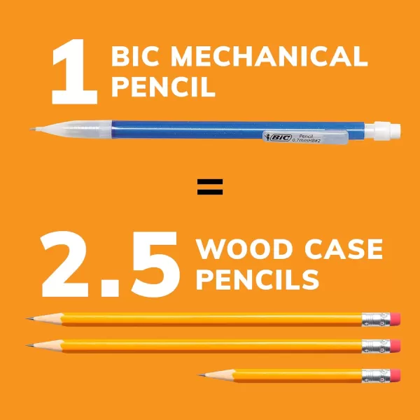 BIC XtraSparkle Number 2 Mechanical Pencils With Erasers MPLP241BLK Medium Point 07mm 24Count Pack Cute Mechanical Pencils For Girls Boys and Adults Barrel Colors May Vary07mm