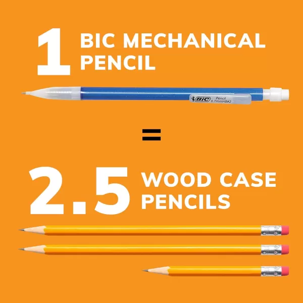 BIC XtraSparkle Number 2 Mechanical Pencils With Erasers MPLP241BLK Medium Point 07mm 24Count Pack Cute Mechanical Pencils For Girls Boys and Adults Barrel Colors May Vary07mm