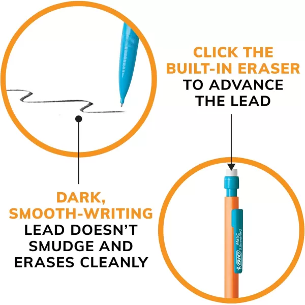 BIC XtraStrong Thick Lead Mechanical Pencil With Colorful Barrel Thick Point 09mm 24Count Pack With Erasers MPLWP24109mm