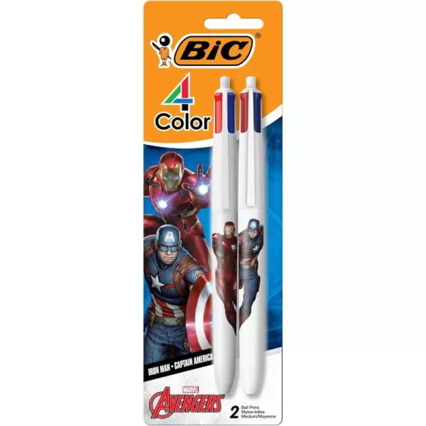BIC 4Color Marvels Avengers Edition Retractable Ball Pens Medium Point 10mm 3Count Pack Retractable Ball Pen With LongLasting Ink2Count Pack of 1