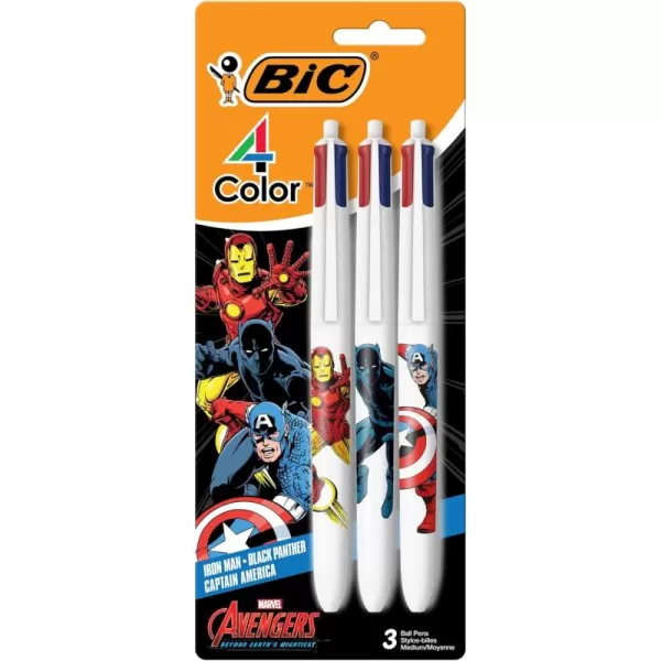 BIC 4Color Marvels Avengers Edition Retractable Ball Pens Medium Point 10mm 3Count Pack Retractable Ball Pen With LongLasting Ink3Count Pack of 1