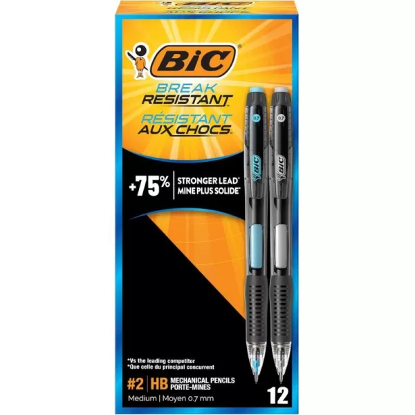 BIC BreakResistant Mechanical Pencils with Erasers No 2 Medium Point 07mm 12Count Pack Perfect Teacher Appreciation Gifts