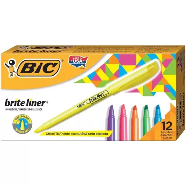 BIC Brite Liner Highlighter Chisel Tip Green 12Count BL11GREENAssorted