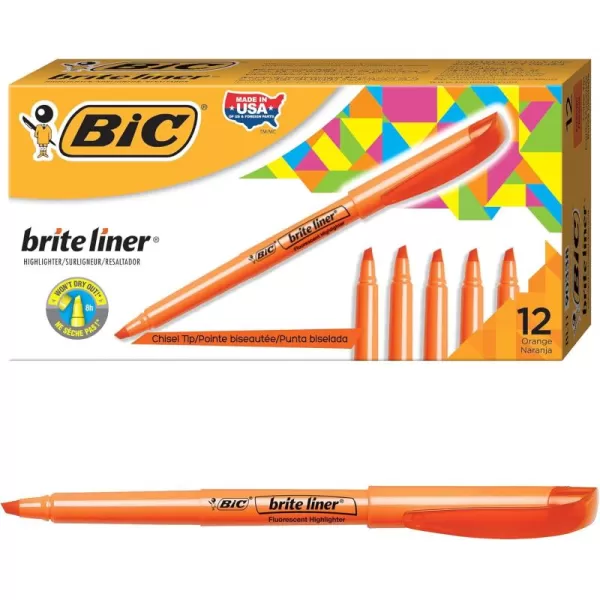 BIC Brite Liner Highlighter Chisel Tip Green 12Count BL11GREENOrange
