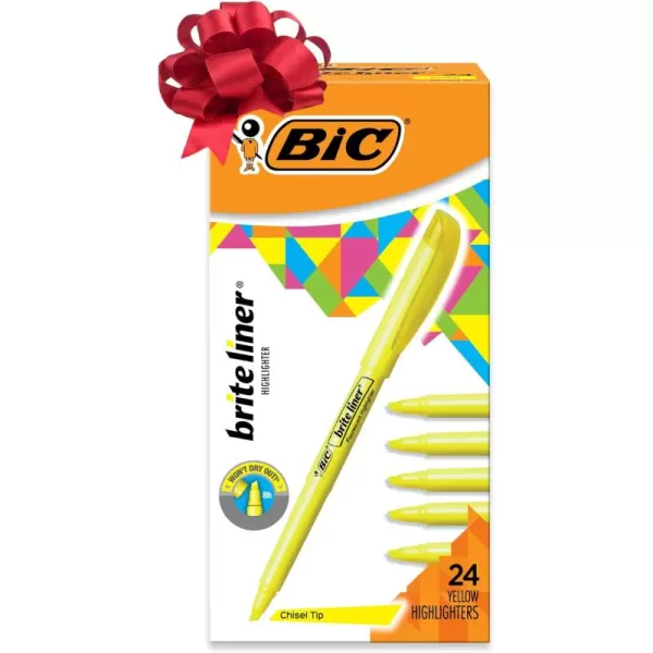 BIC Brite Liner Highlighters Chisel Tip 5Count Pack of Highlighters Assorted Colors Ideal Highlighter Set for Organizing and ColoringYellow