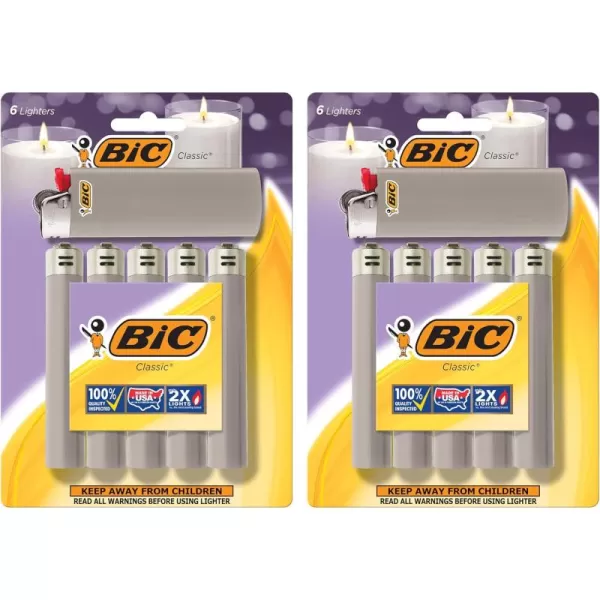 BIC Classic Maxi Pocket Lighter Gray 12Pack Packaging May Vary