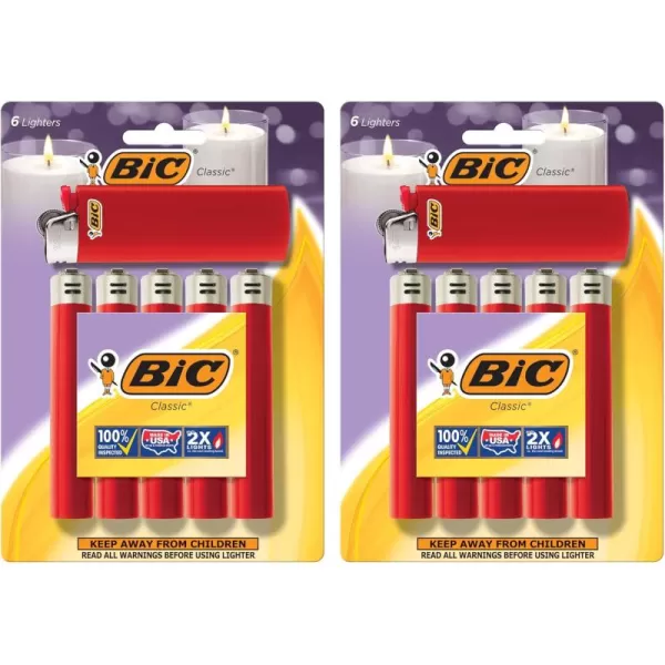 BIC Classic Maxi Pocket Lighter Red 12Pack Packaging May Vary