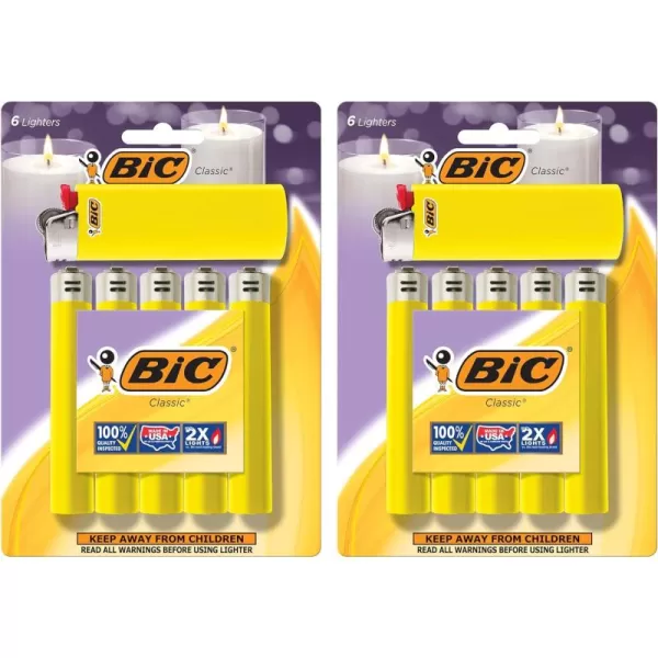 BIC Classic Maxi Pocket Lighter Yellow 12Pack Packaging May Vary