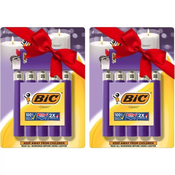 BIC Classic Pocket Lighters Reliable and Safe Perfect for Holiday Celebrations Purple 12Pack
