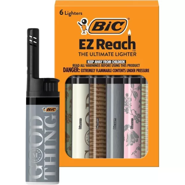 BIC EZ Reach Candle Lighter The Ultimate Lighter with Wand for Candles Assorted Martha Stewart Designs 6 Count Pack of Lighters6