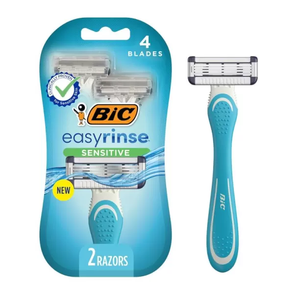 BIC EasyRinse Sensitive AntiClogging Mens Disposable Razors Clinically Proven for Sensitive Skin Shaving Razors With 4 Blades 6 CountAssorted