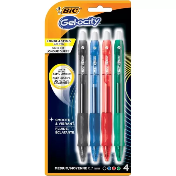 BIC Gelocity Original Assorted Colors Gel Pens Medium Point 07mm 15Count Pack Retractable Gel Pens With Comfortable GripAssorted