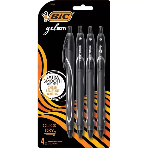 BIC Gelocity Quick Dry Blue Gel Pens Medium Point 07mm 12Count Pack Retractable Gel Pens With Comfortable Full GripBlack