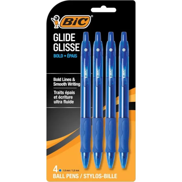 BIC Glide Velocity Bold Ballpoint Pens Bold Point 16 mm Blue Ink Pens Translucent Barrel 36Count Pack VLGB361BLUBlue