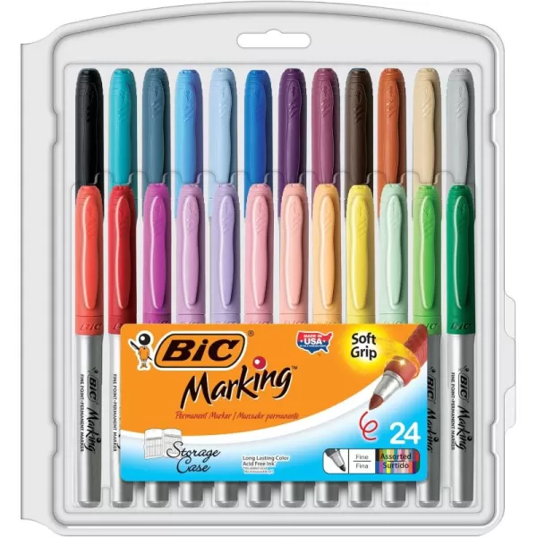 BIC Intensity Fashion Permanent Markers Fine Point Assorted Colors 24Count packaging may vary