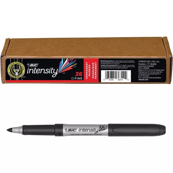 BIC Intensity Permanent Markers Fine Point Black Vibrant ampamp LongLasting 36Count