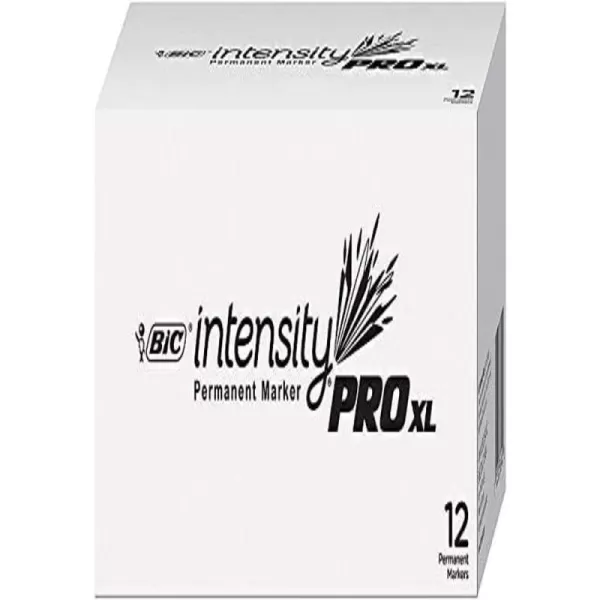BIC Intensity Pro XL Permanent Marker Extra Large Chisel Tip Black 12 Count