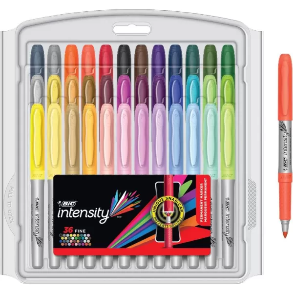 BIC Intensity Ultra Fine Tip Permanent Markers 36Count Permanent Marker Set in Assorted Fashion Colors Cool Art Supplies for Teens and Adults36 Count Pack of 1
