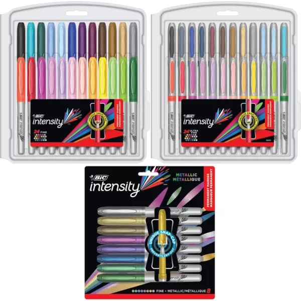 BIC Intensity Ultra Fine Tip Permanent Markers 36Count Permanent Marker Set in Assorted Fashion Colors Cool Art Supplies for Teens and Adults56 Count Pack of 6