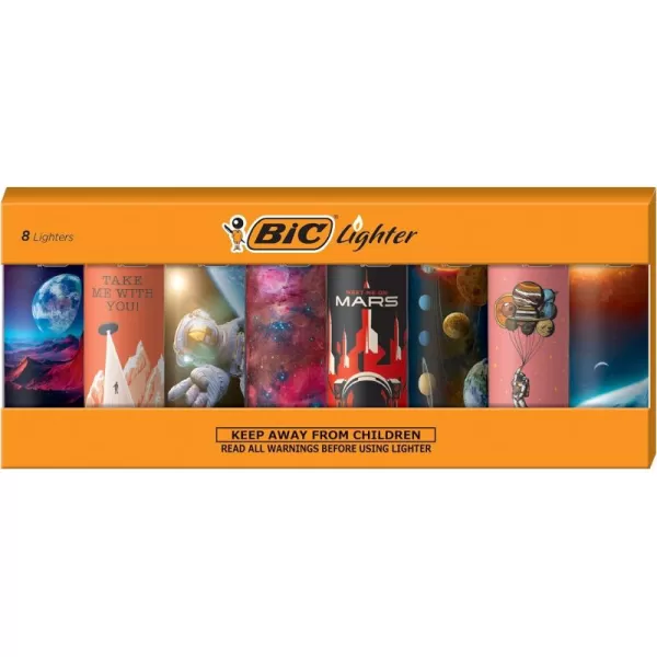 BIC Maxi Pocket Lighter Special Edition Party Animal Collection Assorted Unique Lighter Designs 8 Count Pack of LightersOut of This World