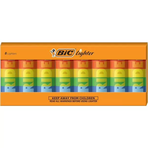 BIC Maxi Pocket Lighter Special Edition Pride Collection Assorted Unique Lighter Designs 8 Count Tray of Lighters