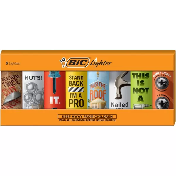 BIC Maxi Pocket Lighter Special Edition Shop Talk Collection Assorted Unique Lighter Designs 8 Count Pack of Lighters