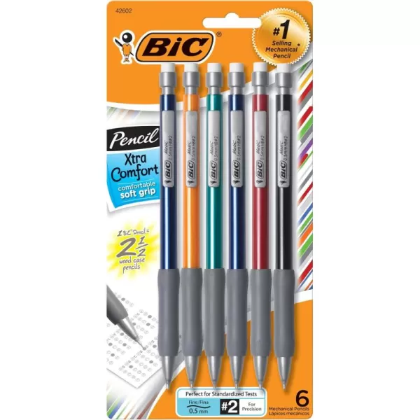 BIC Mechanical Pencil Xtra Comfort 05 mm Assorted Barrel BICMPFGP61 6 count1 Count Pack of 6