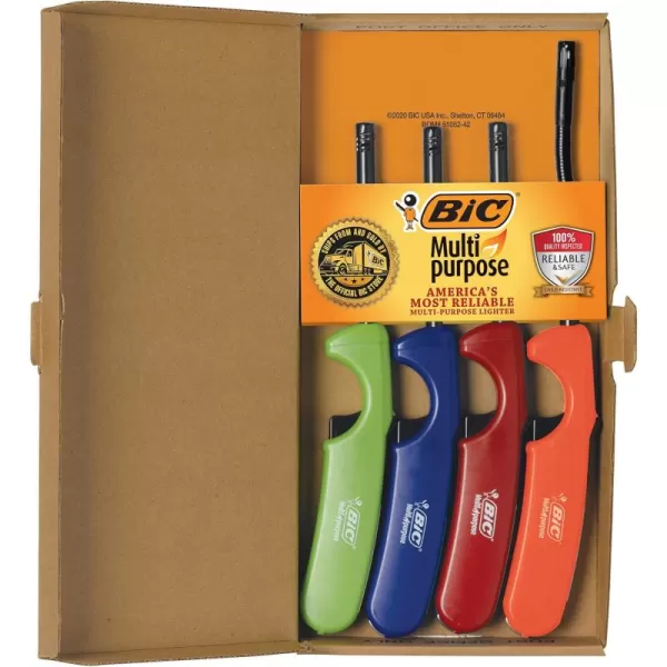 BIC MultiPurpose Classic and Flex Wand Candle Lighters Assorted Colors Reliable and Safe For Fireplaces Campfires and More Utility Lighter 4Count