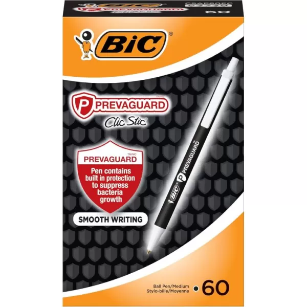 BIC PrevaGuard Clic Stic Ballpoint Pen Contains Builtin Protection On the Pen To Suppress Bacteria Growth 12CountBlack
