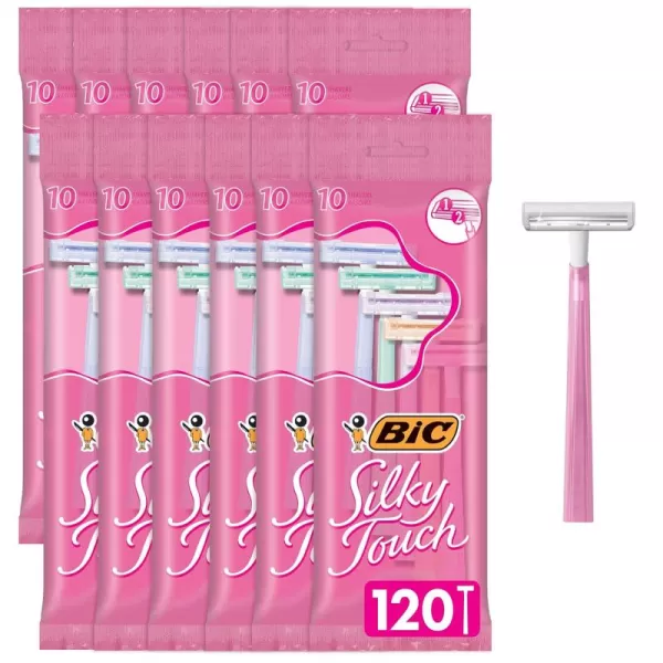 BIC Silky Touch Womens Disposable Razors With 2 Blades Pretty Pastel Razor Handles 40 Count Value Pack of Womens Razors10 Count Pack of 12