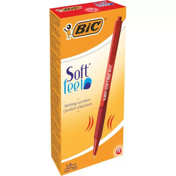 BIC Soft Feel Assorted Colors Retractable Ballpoint Pens Medium Point 10mm 36Count Pack Black and Blue Pens With SoftTouch Comfort Grip Perfect Color Pens For Note TakingRed