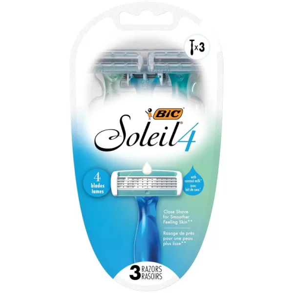 BIC Soleil Comfort Womens Disposable Razors for Summer Flexible Blades for a Closer Shave and Less Irritation Shaving Razor With 4 Blades 10 Count PackBlue