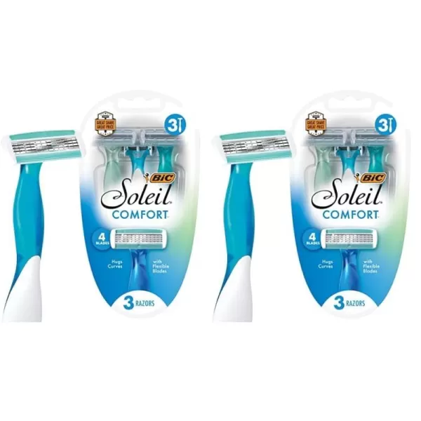 BIC Soleil Comfort Womens Disposable Razors for Summer Flexible Blades for a Closer Shave and Less Irritation Shaving Razor With 4 Blades 10 Count PackBlue and White