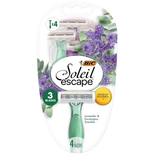 BIC Soleil Escape Womens Disposable 3 Blade Razors Lavender ampamp Eucalyptus Scented Handles Perfect for Bikini Line and Pubic Hair 12PackAssorted