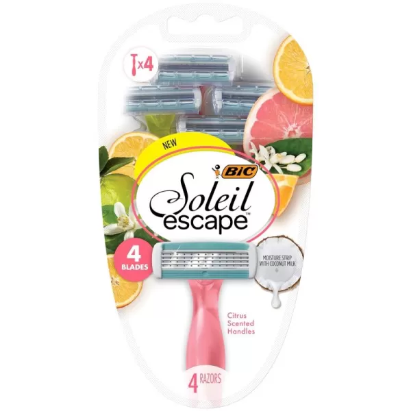BIC Soleil Escape Womens Disposable 4 Blade Razors Citrus Scented Handles Perfect Bikini Razor 4Pack1 Count Pack of 4