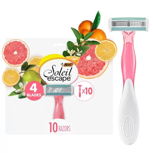 BIC Soleil Escape Womens Disposable 4 Blade Razors Citrus Scented Handles Perfect Bikini Razor 4Pack10 Count Pack of 1