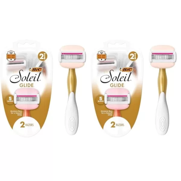 BIC Soleil Glide Disposable Razors for Women 5 Blades With Shea Butter Moisture Strip For a Smooth Glide 2 Piece Razor Set2 Count Pack of 2
