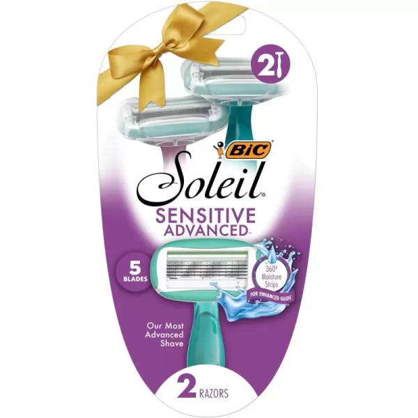 BIC Soleil Sensitive Advanced Womens Disposable Razors With 360 Degree Water Activated Moisture Strip for Enhanced Glide Shaving Razors With 5 Blades 10 Count1 Count Pack of 2