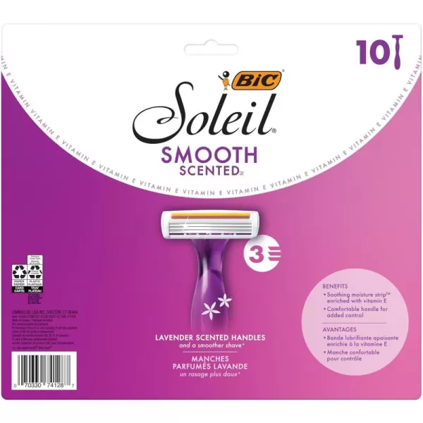 BIC Soleil Smooth Scented Womens Disposable Razors 3 Blades With Moisture Strip For a Silky Smooth Shave 10 Piece Razor Set10 Count Pack of 1