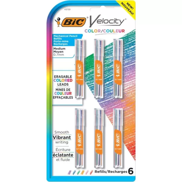 BIC Velocity Colored Lead Mechanical Pencil Refills Medium Point 07mm Assorted Colors 36Count Pack