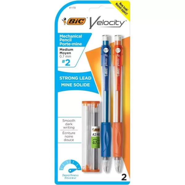 BIC Velocity Original Mechanical Pencil Medium Point 07mm Smooth Dark Writing 2Count2 Count Pack of 1