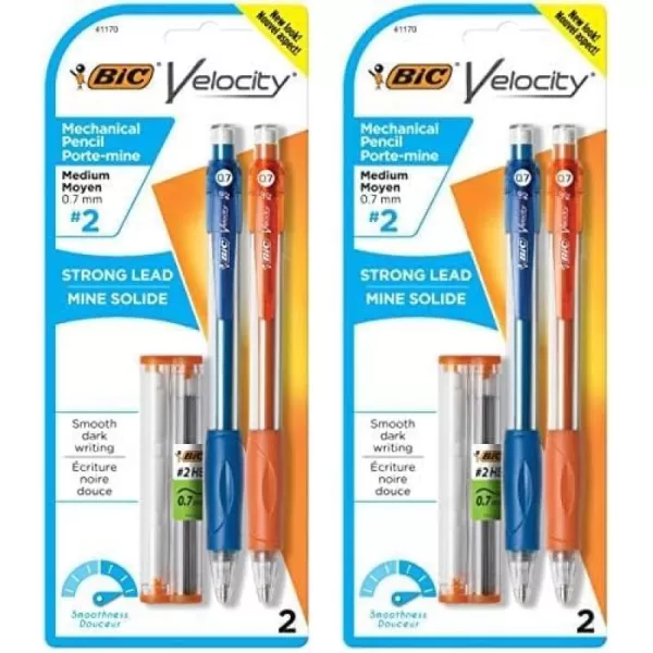 BIC Velocity Original Mechanical Pencil Medium Point 07mm Smooth Dark Writing 2Count2 Count Pack of 2