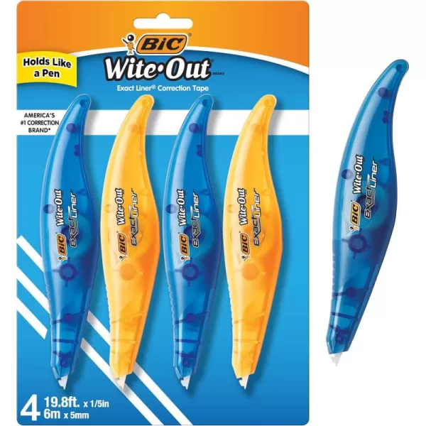 BIC WiteOut Brand Exact Liner Correction Tape 198 Feet 4Count Pack of white Correction Tape Fast Clean and Easy to Use TearResistant Tape Office or School Supplies18