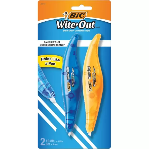 BIC WiteOut Brand Exact Liner Correction Tape White 2Count 3 packs 6 Tapes total