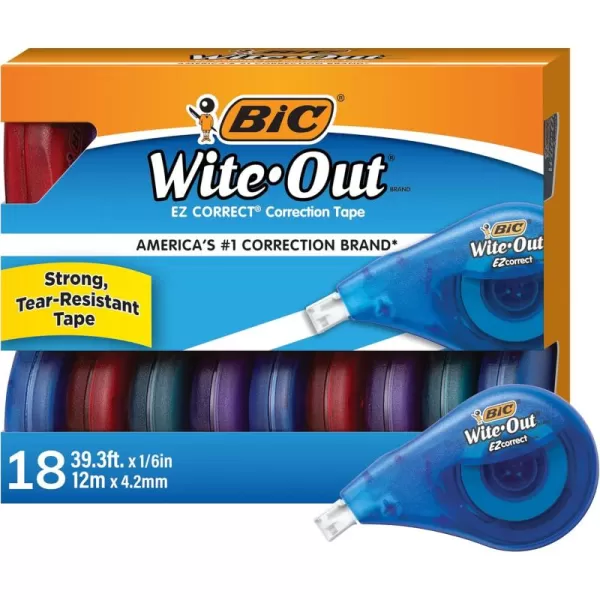 BIC WiteOut EZ Correct Correction Tape White Pack of 1018 Count Pack of 1