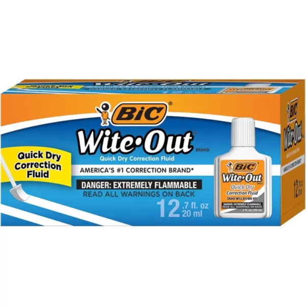 BIC WiteOut Quick Dry Correction Fluid  3 Pack BICWOFQD32412 Count Pack of 1