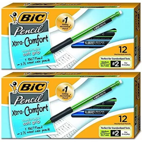 BIC Xtra Comfort Mechanical Pencils Medium Point 07mm Soft Grip For Comfort and Added Control 12Count Pack24 Count Pack of 1