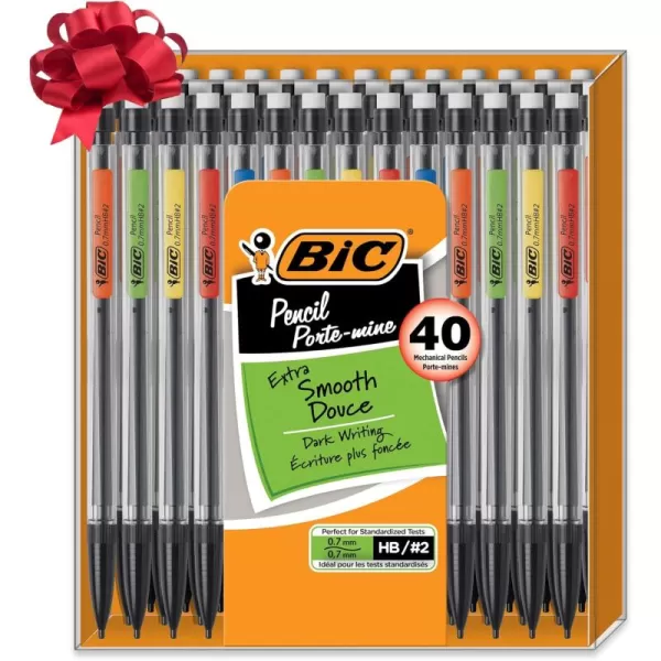 BIC Xtra Smooth Mechanical Pencils with Erasers Medium Point 07mm Perfect for Everyday Writing Erases Cleanly Writes Smooth ampamp Dark 40Count Gift Set